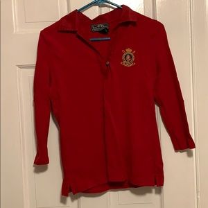 Red 3/4 sleeve Ralph Lauren Active Polo